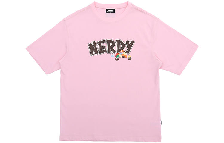 Nerdy Drop Shoulder Sleeve T Shirt Unisex Pink