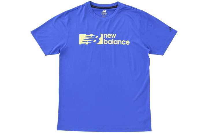 New Balance New Balance T Shirts Men's Blue Crew Neck Moderate Straight Fit