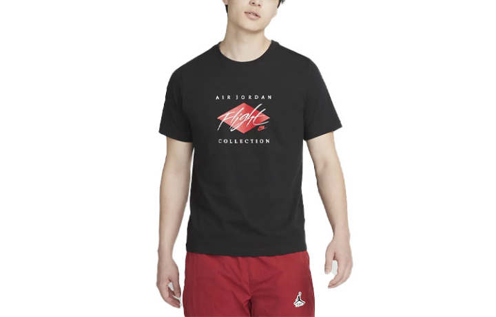Jordan Jordan T Shirts Men's Black Crew Neck Moderate Straight Fit
