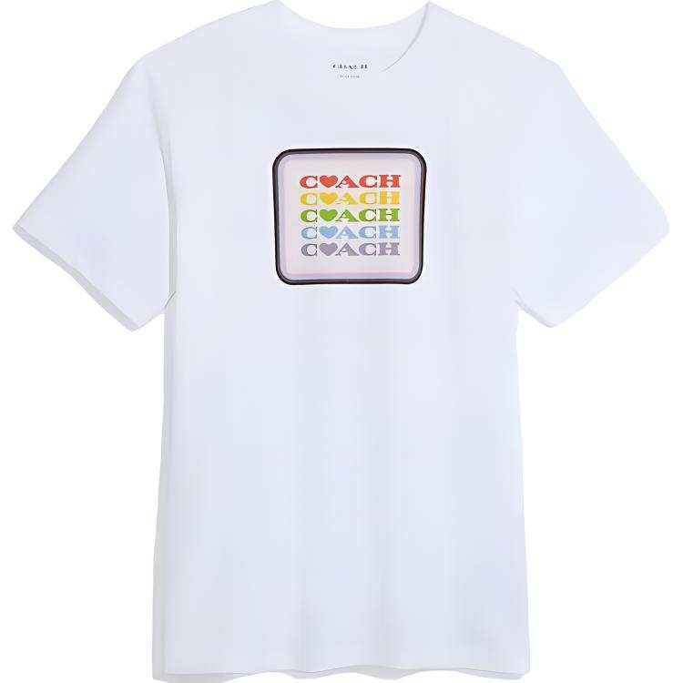 COACH T Shirts Men's White Crew Neck Moderate Straight Fit