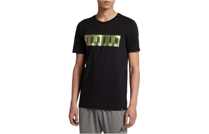 Jordan Jordan T Shirts Men's Black Crew Neck Moderate Straight Fit
