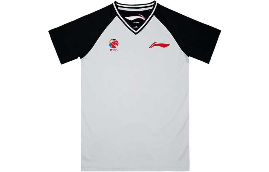 Li-Ning Li Ning T Shirts Men's Microcrystalline Gray V Neck Moderate Straight Fit