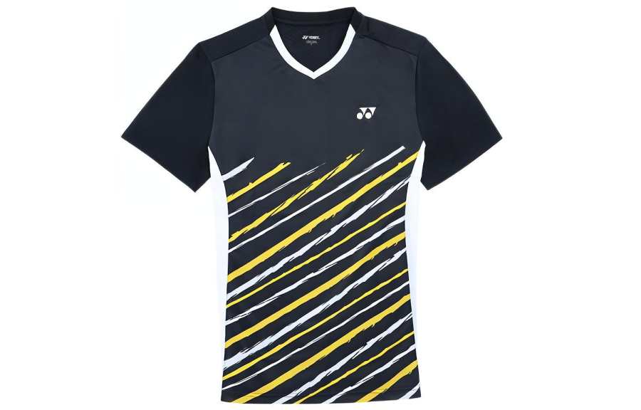 YONEX T Shirts Men's Black V Neck Moderate Straight Fit