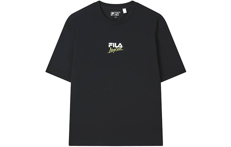FILA X Magic Stick Joint Series T Shirts Unisex Jet Black Crew Neck Moderate