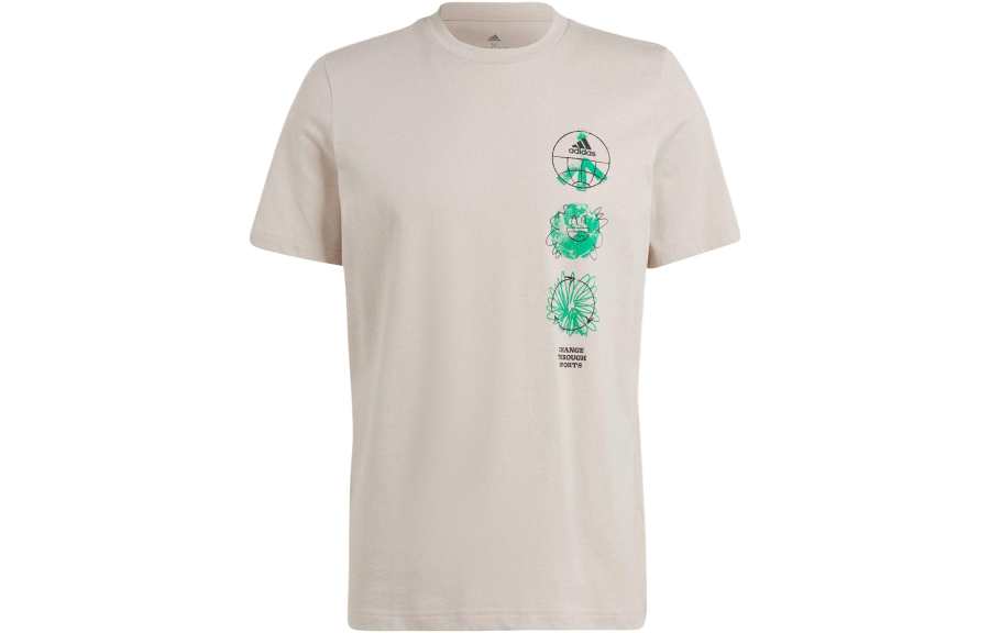 Adidas Adidas Set in Sleeve T Shirt Men's Beige
