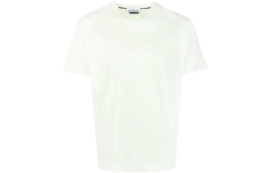 STONE ISLAND T Shirts Men's Light Green Crew Neck Moderate Straight Fit