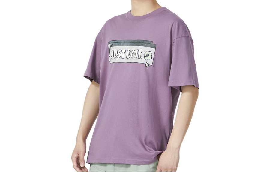 Nike Nike T Shirts Men's Purple Crew Neck Moderate Straight Fit