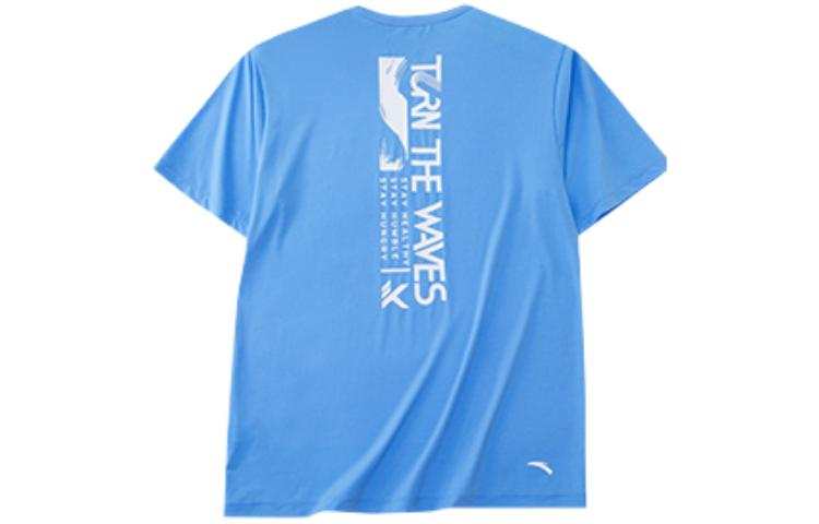 ANTA KT T Shirts Unisex Blue Crew Neck Moderate Straight Fit