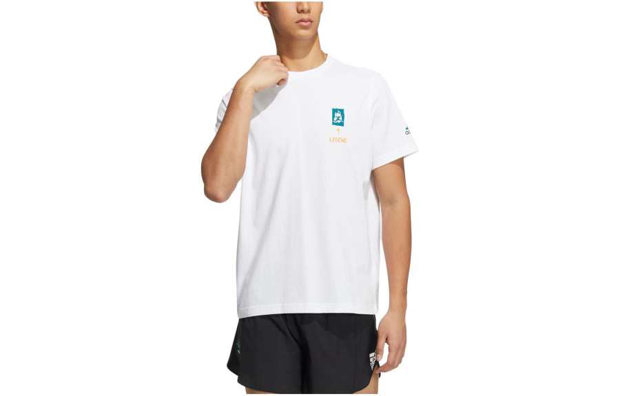 Adidas Adidas T Shirts Men's White Crew Neck Moderate Straight Fit