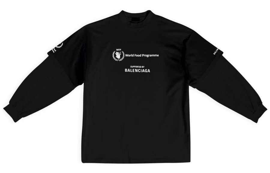 Balenciaga X WFP T Shirts Men's Black Crew Neck Moderate