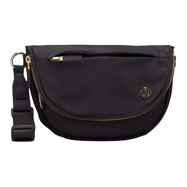 Lululemon All Night Festival Nylon Shoulder Bag, Crossbody Bag Regular Unisex Black & Gold