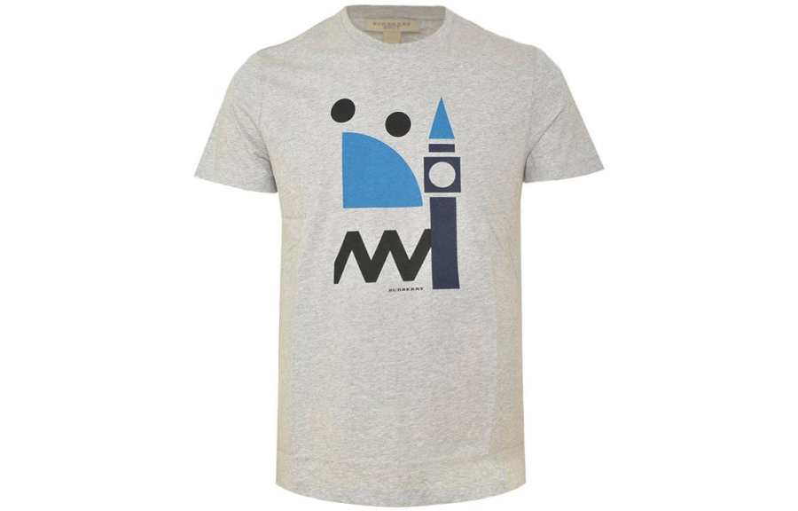 Burberry T Shirts Men's Gray Crew Neck Moderate Straight Fit