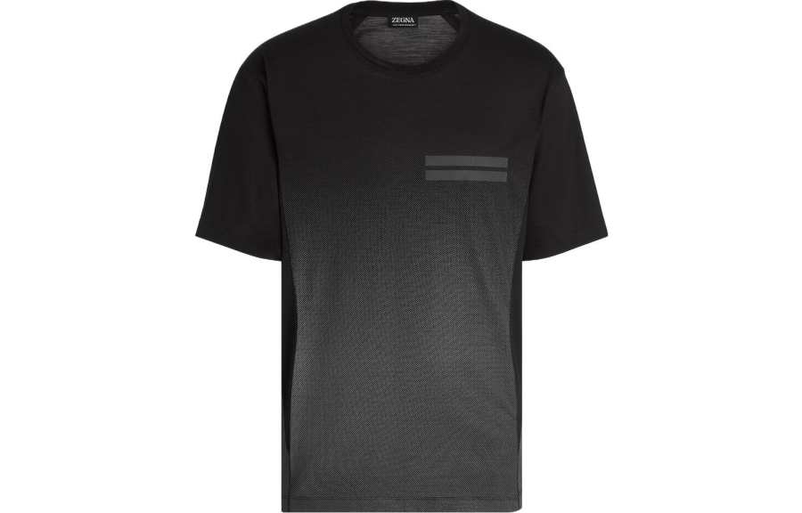 Ermenegildo Zegna T Shirts Men's Black Crew Neck Moderate Straight Fit