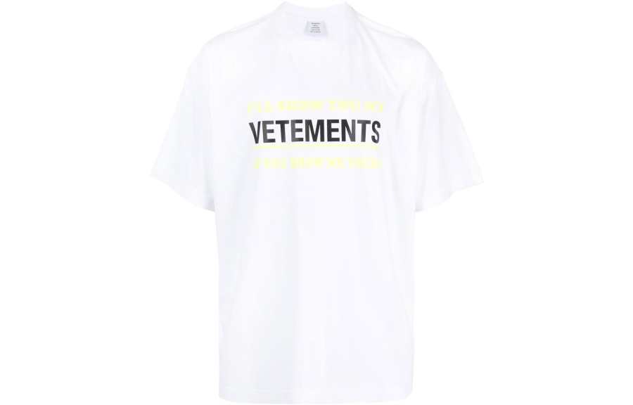 Vetements T Shirts Unisex White Crew Neck Moderate Straight Fit