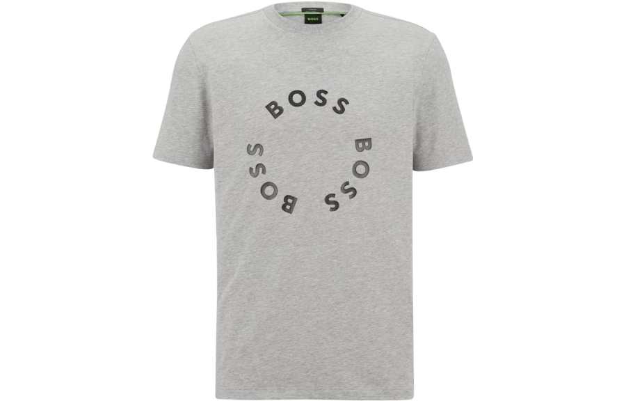 HUGO BOSS T Shirts Men's Gray Crew Neck Moderate Straight Fit