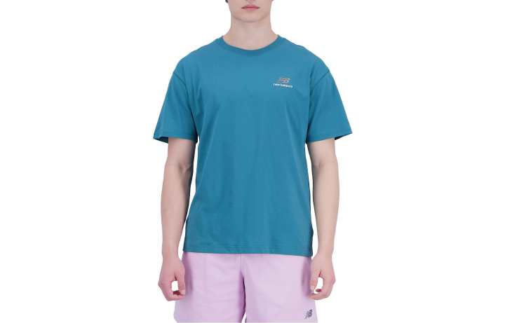 New Balance New Balance T Shirts Unisex Blue Crew Neck Moderate Straight Fit