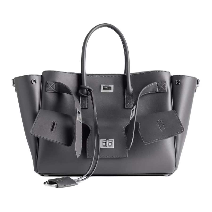 Balenciaga Smooth Calfskin Tote Bag, Handbag Small Women's Gray