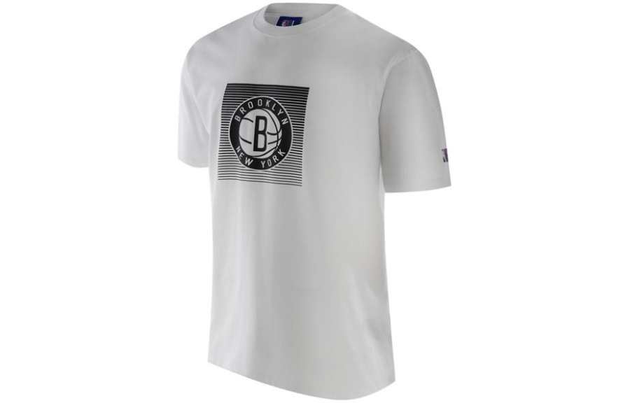 NBA Team T Shirts Men's White Crew Neck Moderate Straight Fit