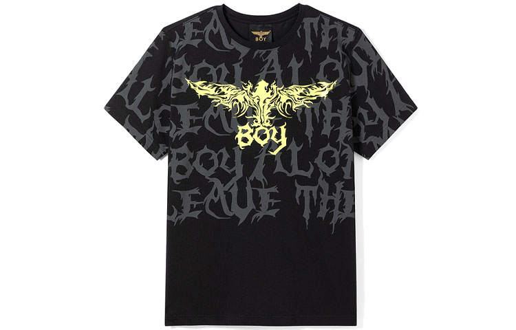 Boy London T Shirts Unisex Black Crew Neck Moderate Straight Fit