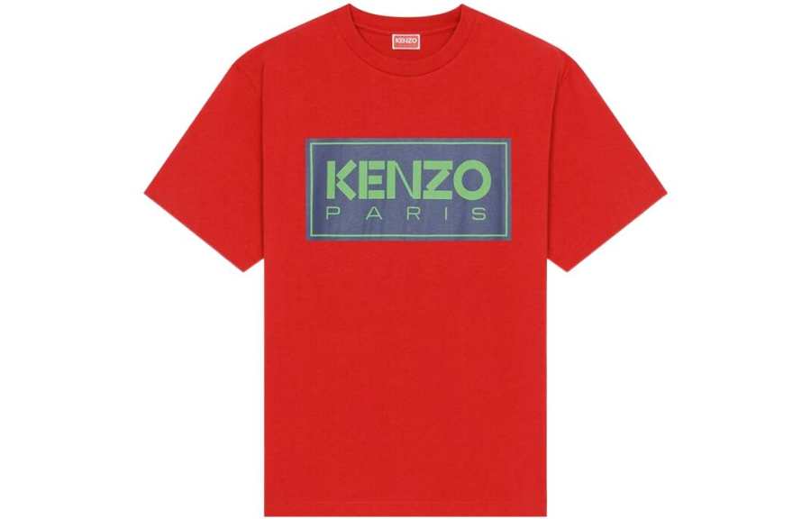 KENZO T Shirts Men's Red Crew Neck Moderate Straight Fit