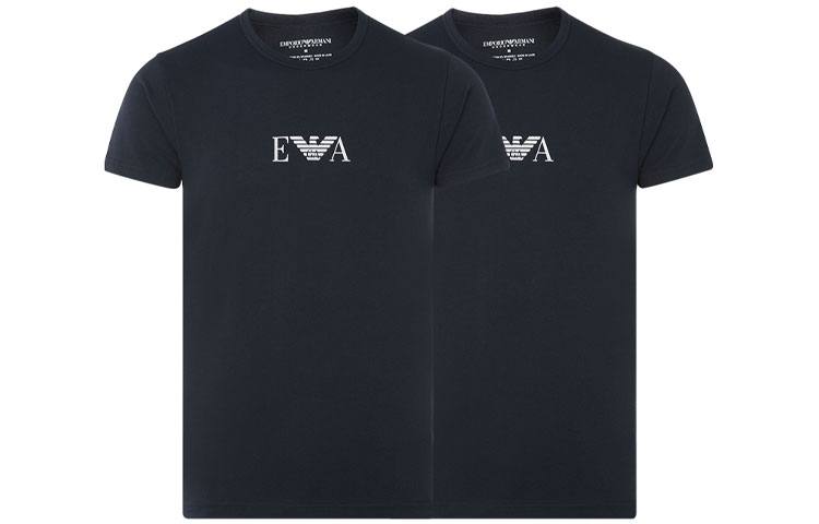 EMPORIO ARMANI SS22 T Shirt Men's 2 Pack Dark Blue