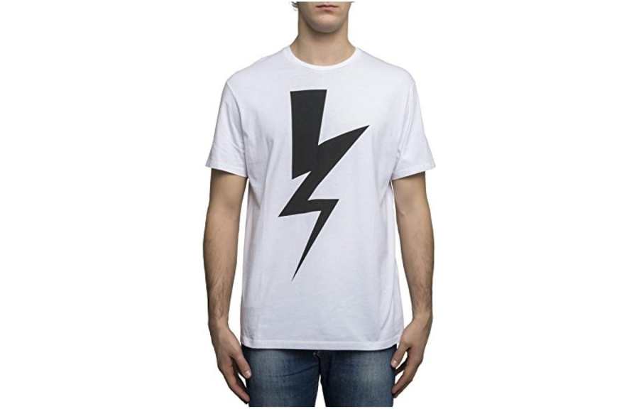 Neil Barrett T Shirts Men's White Crew Neck Moderate Straight Fit