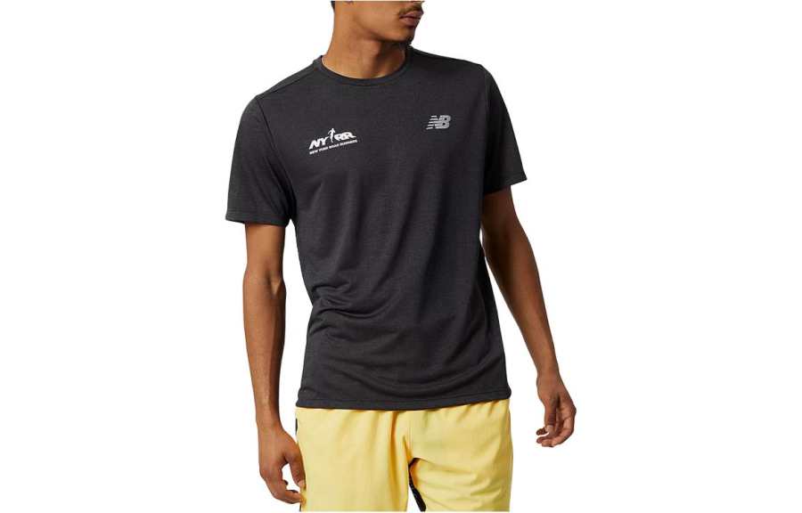New Balance New Balance T Shirts Men's Black Crew Neck Moderate Straight Fit