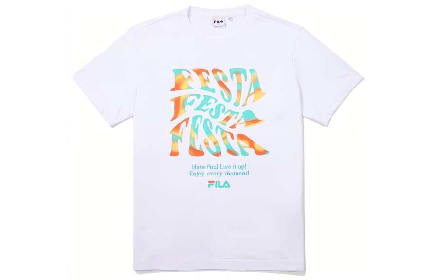FILA T Shirts Men's White Crew Neck Moderate