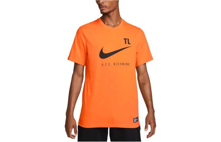 Nike Nike T Shirts Men's Orange Red Crew Neck Moderate Straight Fit