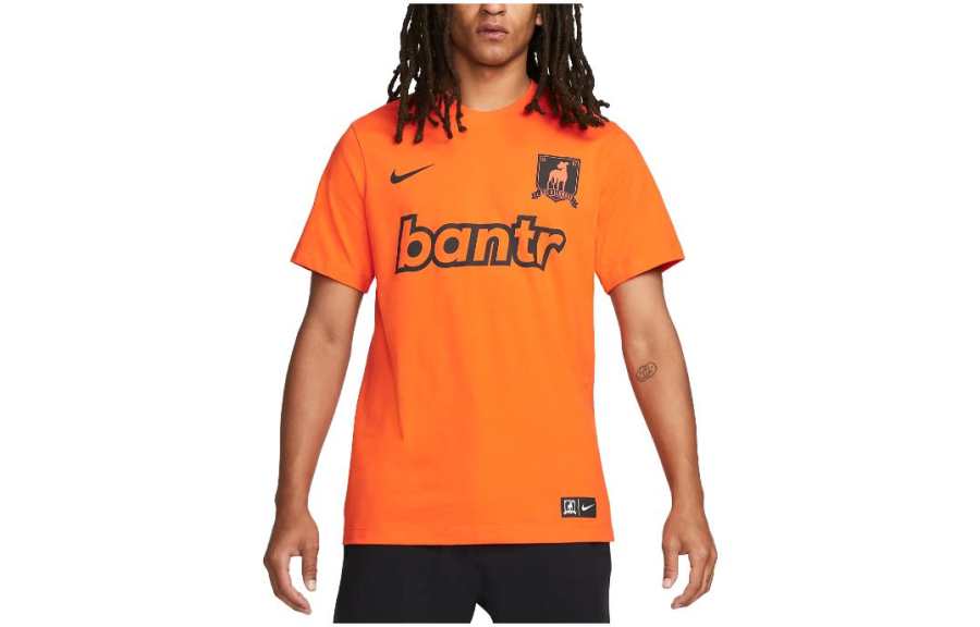 Nike Nike T Shirts Men's Orange Red Crew Neck Moderate Straight Fit
