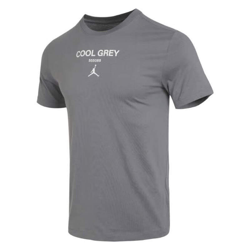 Jordan Jordan T Shirts Men's Cool Gray Crew Neck Moderate Straight Fit