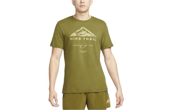 Nike Nike T Shirts Men's Olive Slices Crew Neck Moderate Straight Fit