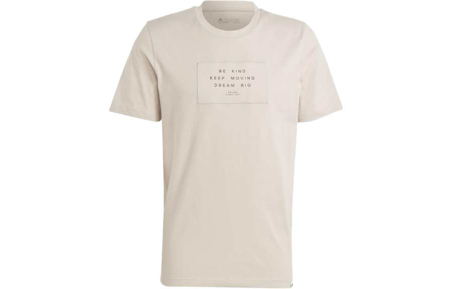 Adidas Adidas Lounge T Shirts Men's Beige Crew Neck Moderate Straight Fit