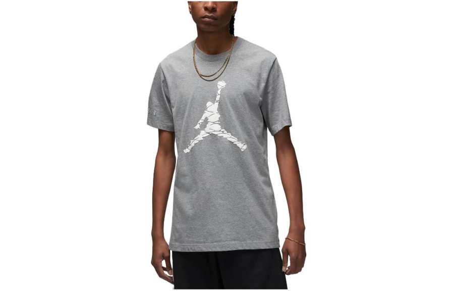 Jordan Jordan T Shirts Men's Gray Crew Neck Moderate Straight Fit