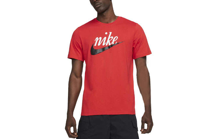 Nike Nike T Shirts Men's Red Crew Neck Moderate Straight Fit