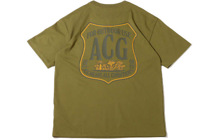 Nike Nike ACG T Shirts Men's Green Crew Neck Moderate Straight Fit