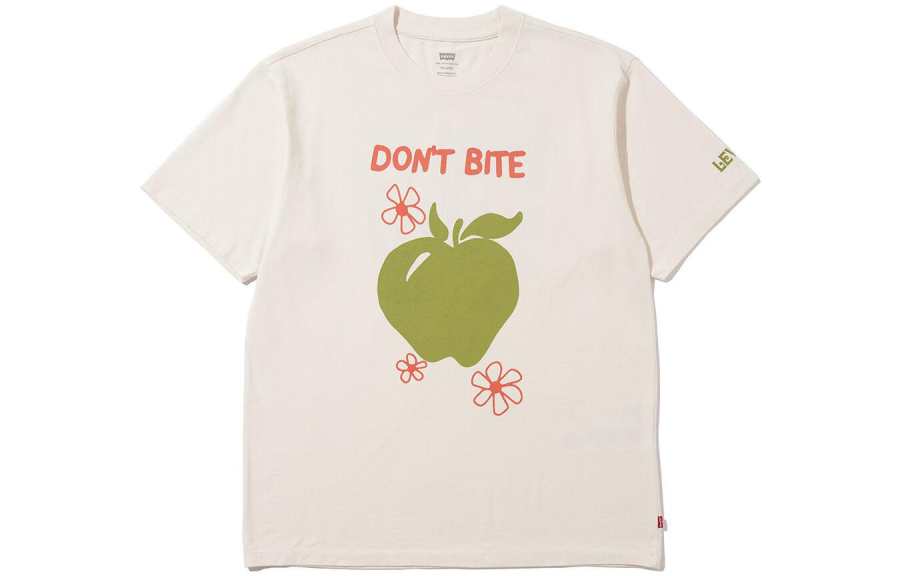 Levis T Shirts Unisex White Crew Neck Moderate Straight Fit