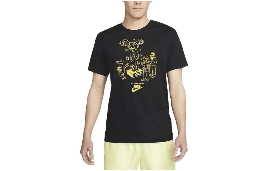 Nike Nike T Shirts Men's Black Crew Neck Moderate Straight Fit