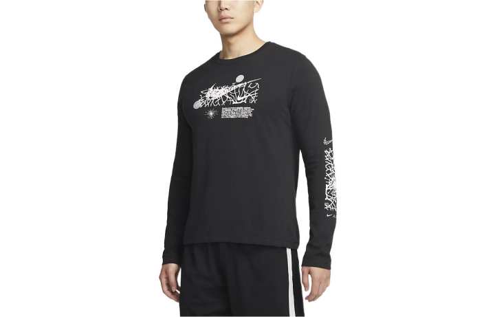Nike Nike T Shirts Men's Black Crew Neck Moderate Straight Fit