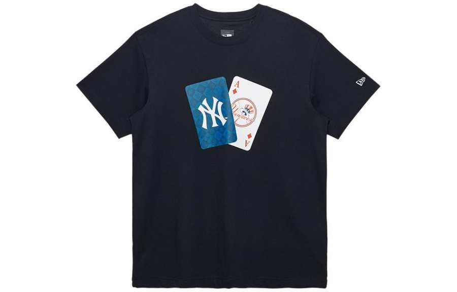 New Era T Shirts Unisex Black Crew Neck Moderate Straight Fit