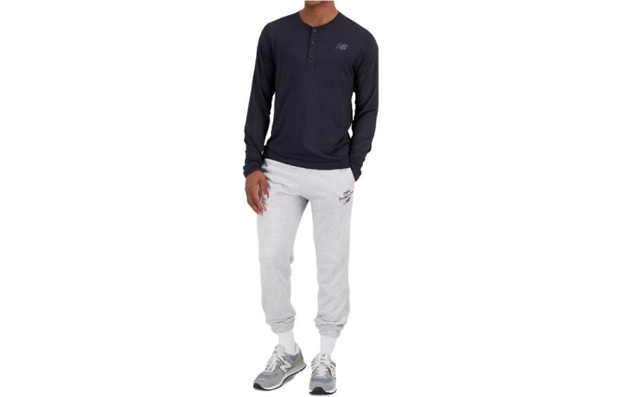 New Balance New Balance T Shirts Men's Black Crew Neck Moderate Straight Fit