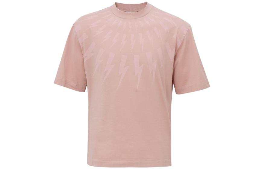Neil Barrett T Shirts Men's Pink Crew Neck Moderate Straight Fit