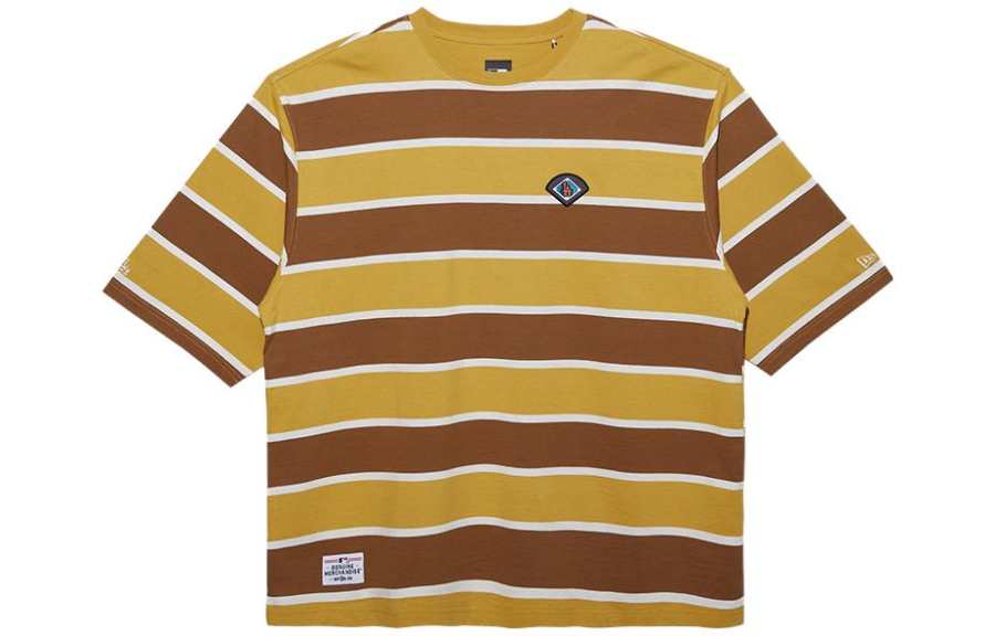 New Era X MLB T Shirts Unisex Yellow Crew Neck Moderate Straight Fit