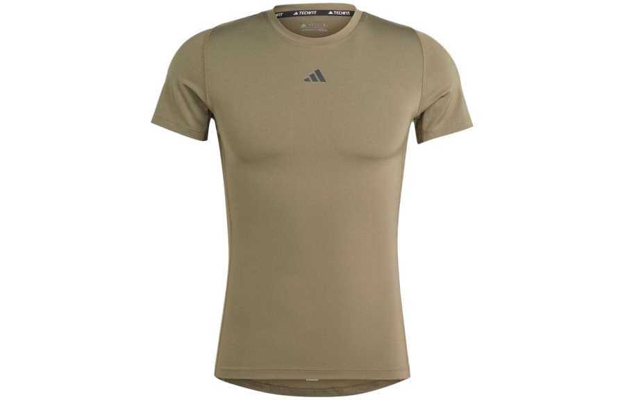 Adidas Adidas T Shirts Men's Olive Green Crew Neck Moderate Straight Fit