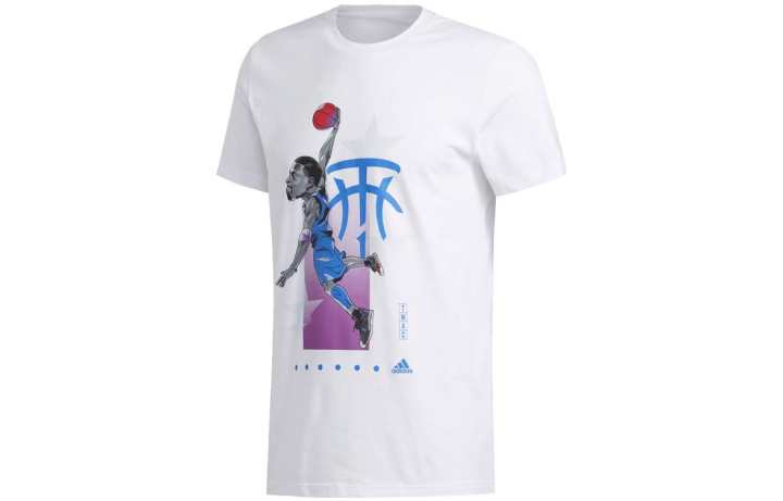 Adidas Adidas T Shirts Men's White Crew Neck Moderate Straight Fit