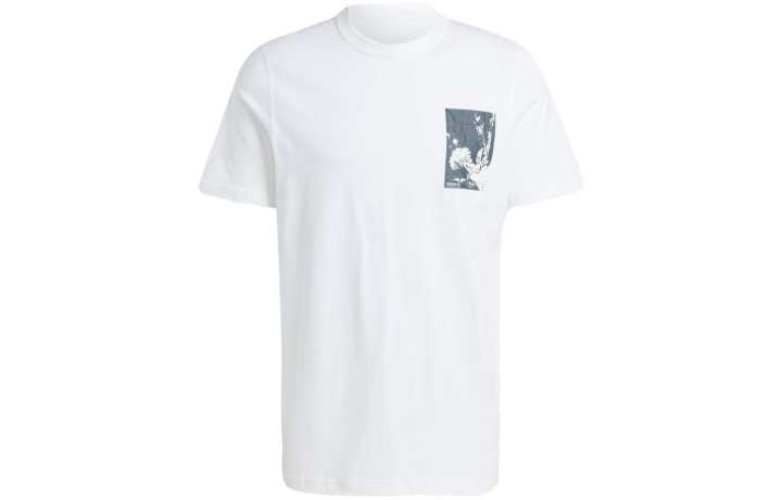 Adidas Adidas T Shirts Men's White Crew Neck Moderate Straight Fit