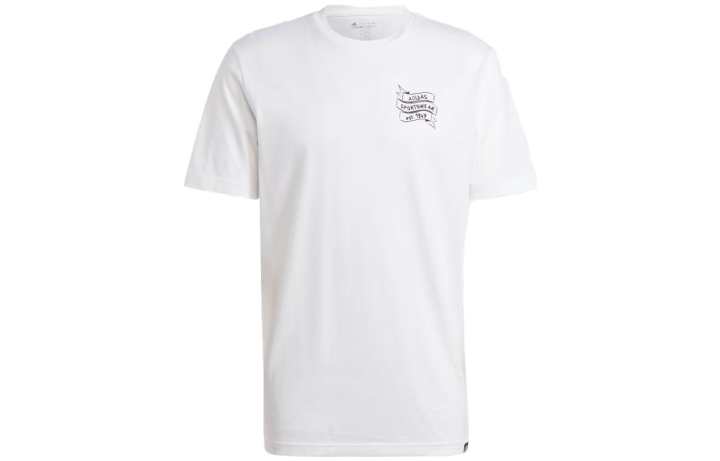Adidas Adidas T Shirts Men's White Crew Neck Moderate Straight Fit