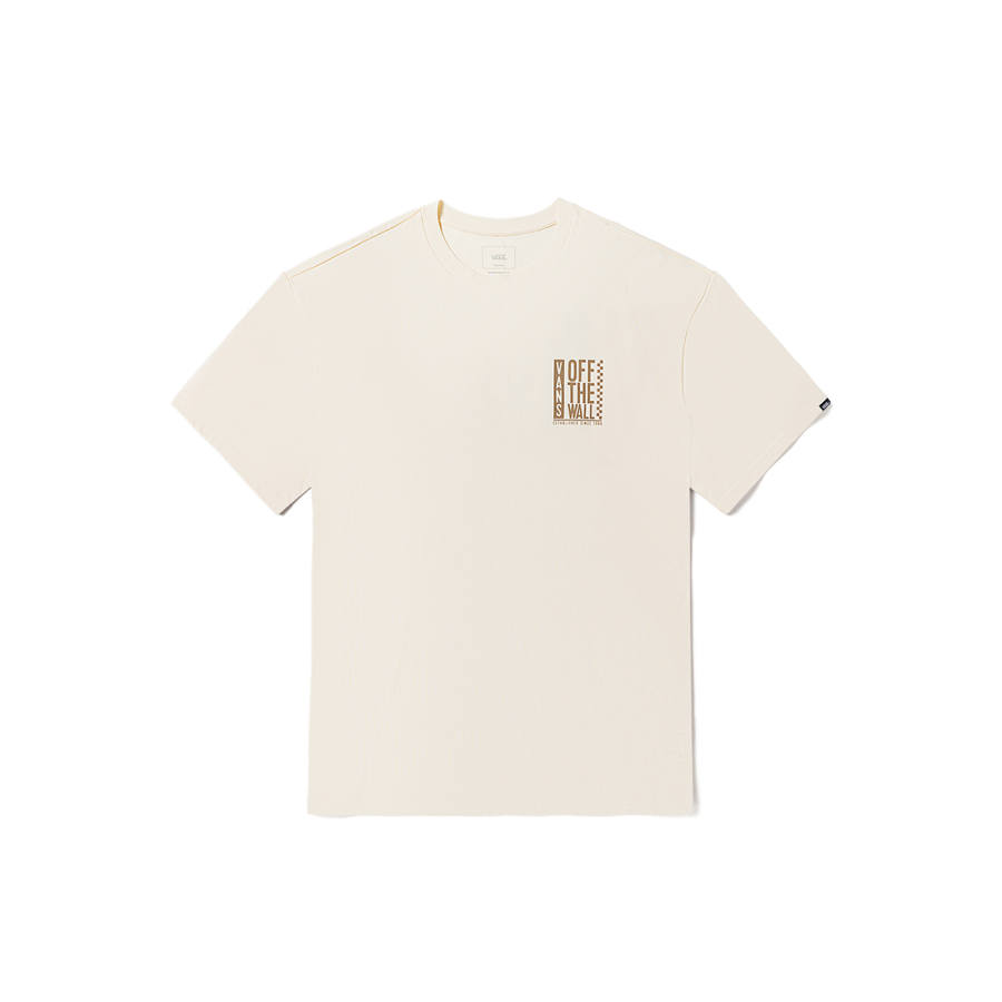 Vans T Shirts Unisex Ecru Crew Neck Moderate Straight Fit