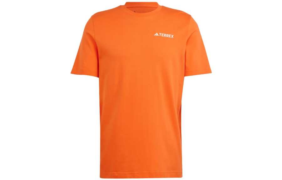 Adidas Adidas T Shirts Men's Orange Crew Neck Moderate Straight Fit