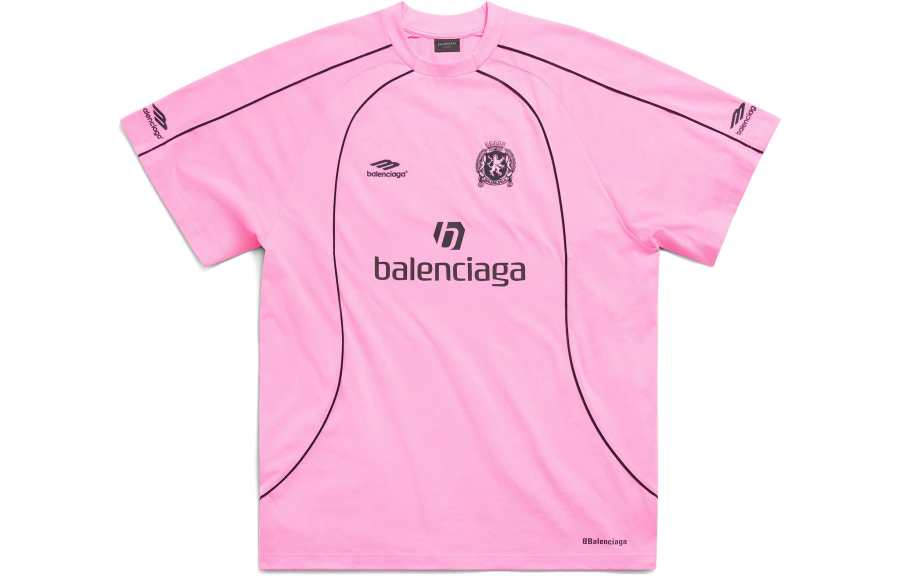 Balenciaga Soccer SS24 T Shirt Loose Fit Unisex Pink